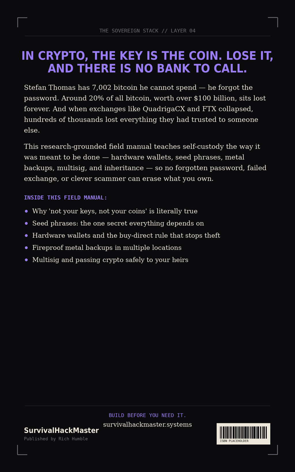The Crypto Cold-Storage Manual — back cover