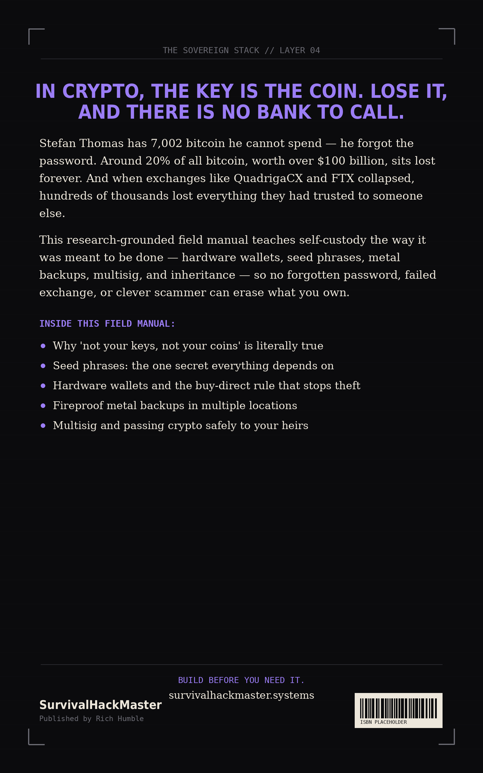 The Crypto Cold-Storage Manual — back cover