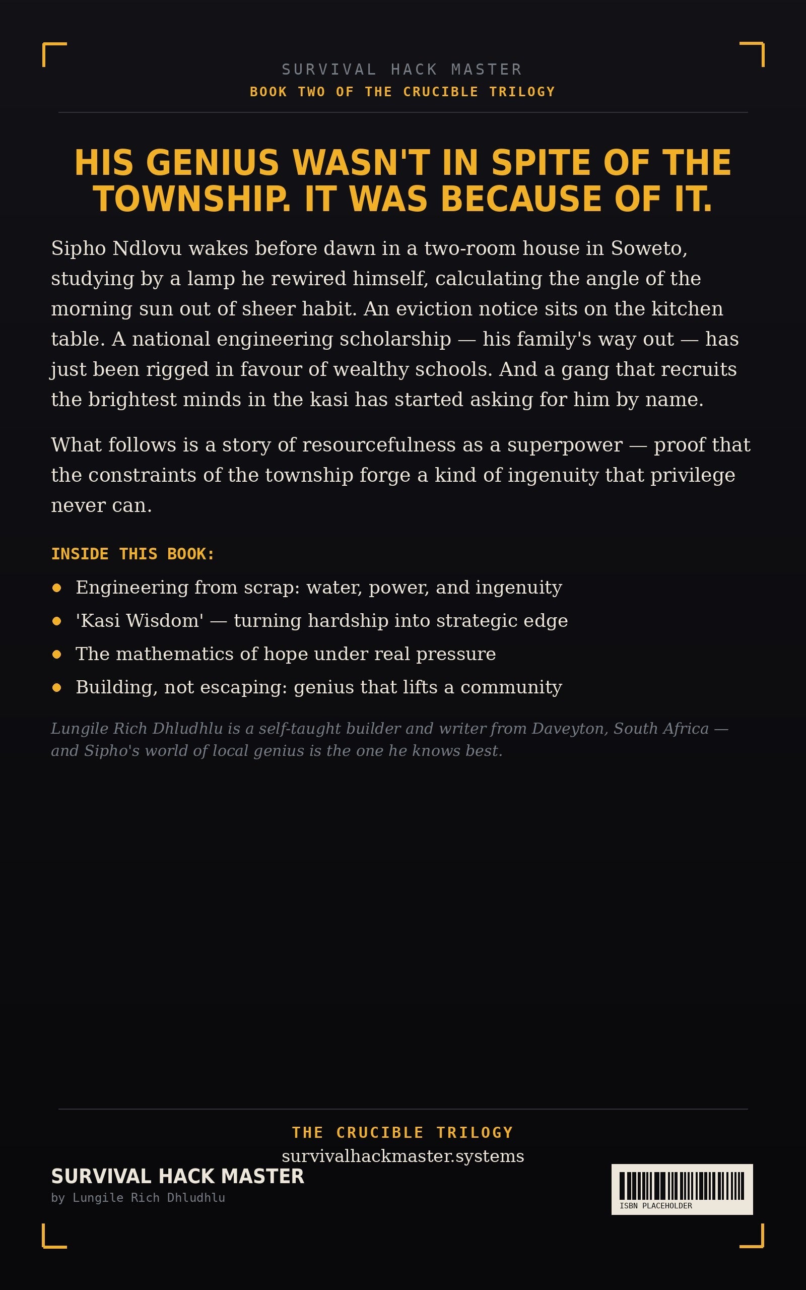 The Kasi Crucible — back cover