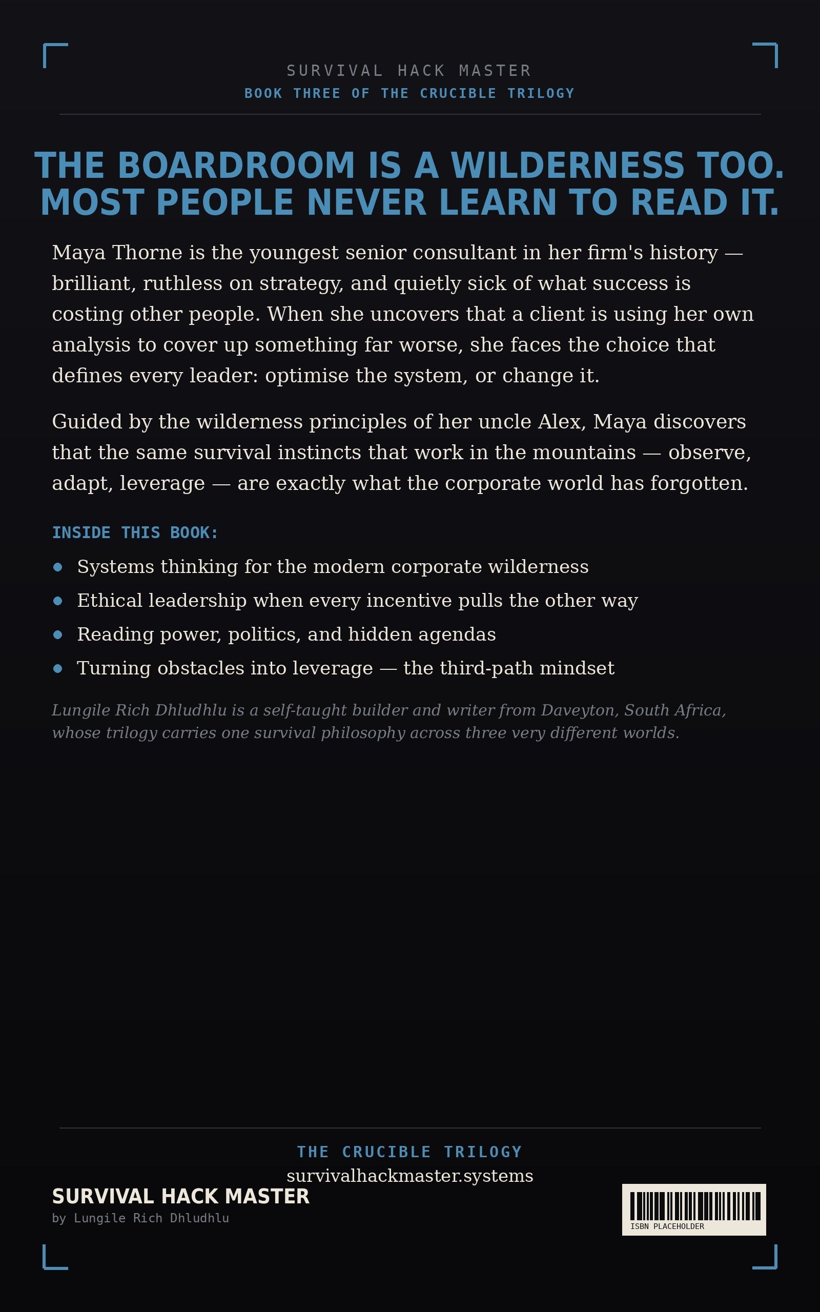 The Urban Crucible — back cover